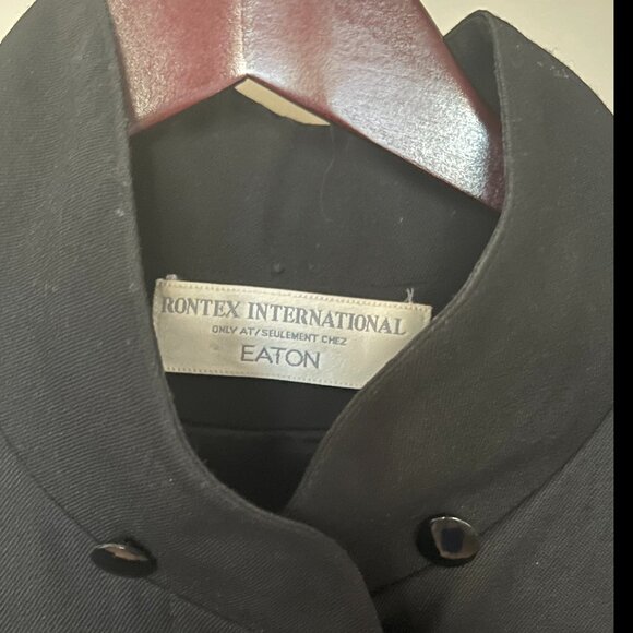 Vintage EATON RONTEX Womens 10 - 12 Black Pure Virgin Wool Midi DRESS COAT - Picture 2 of 14